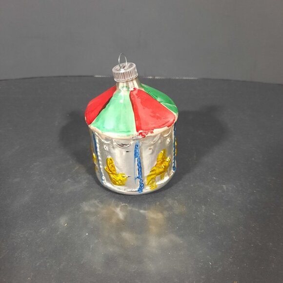 Vintage Old World Christmas Mercury Glass Carousel Glass Ornament West Germany - Picture 2 of 4